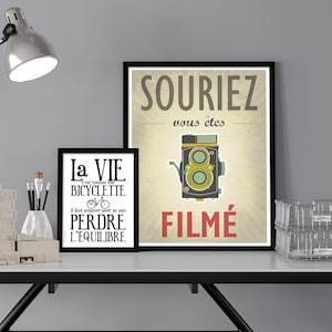 Quote from Albert Einstein & Souriez vous êtes Filmé!, 2 DOWNLOAD Printable, vintage poster, Art for home, Print, Poster, Home decor