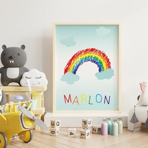 First name of your boy to print with a beautiful rainbow to decorate your child&#39;s room