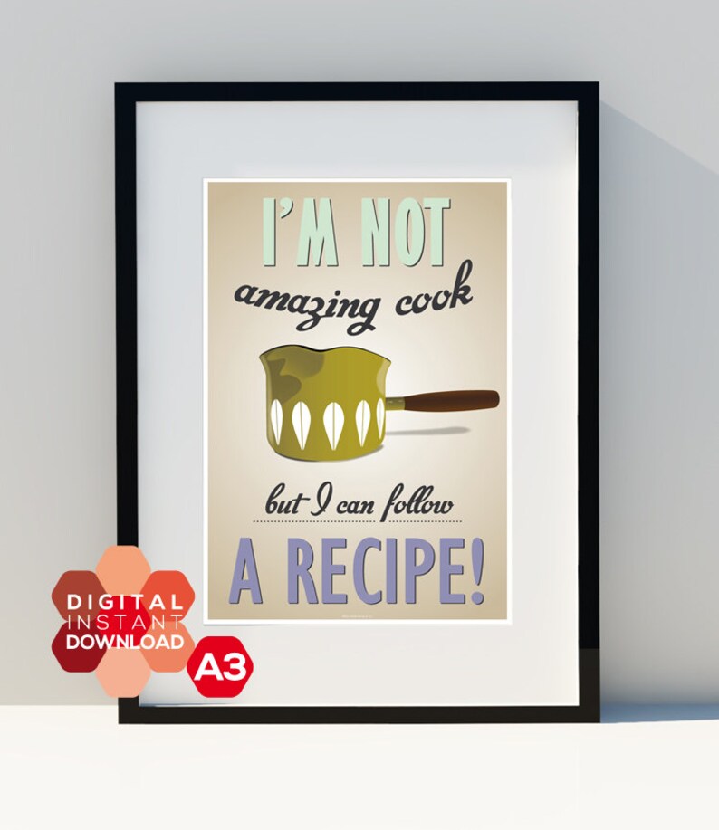 Art for home, Instant Printable Download, vintage poster, kitchen, Cathrineholm, scandinavian design, print,Typographic poster, A3 image 3