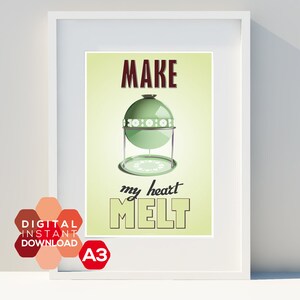 Art for home, Instant Printable Download, vintage poster, kitchen, Cathrineholm, scandinavian design, print,Typographic poster, A3
