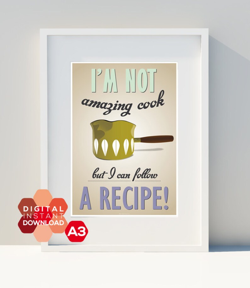 Art for home, Instant Printable Download, vintage poster, kitchen, Cathrineholm, scandinavian design, print,Typographic poster, A3 image 1