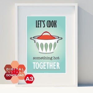 Art for home, Instant Printable Download, vintage poster, kitchen, cathrineholm, scandinavian design, print,Typographic poster, A3