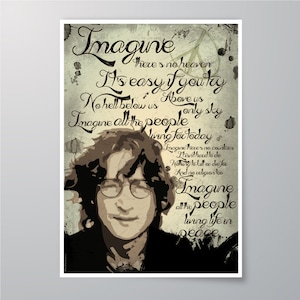 DOWNLOAD Printable, John Lennon - Imagine, Art for home, Wall decor, Print, Poster, Home decor
