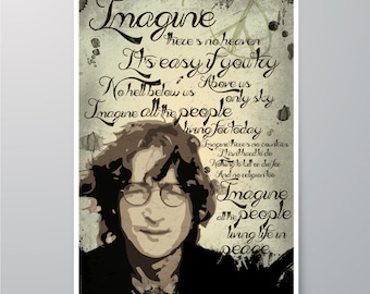 DOWNLOAD Printable, John Lennon - Imagine, Art for home, Wall decor, Print, Poster, Home decor