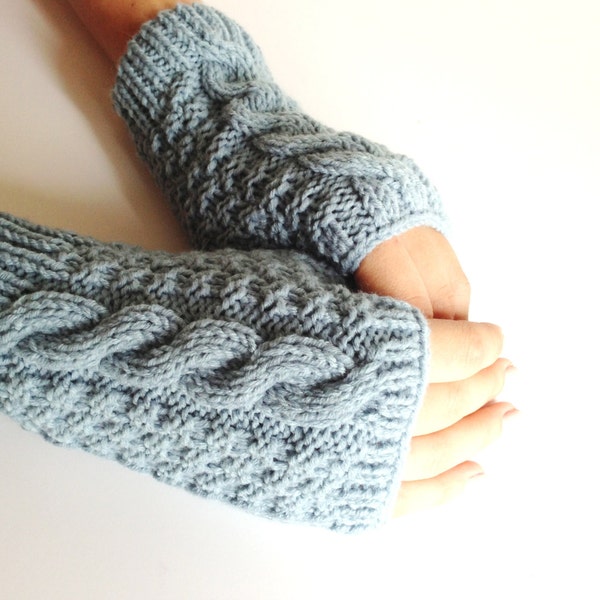 Fingerless gloves - Fingerless Mittens - Hand warmers  - Arm warmer - Wool gloves with thumb - Light Blue Gloves -  Light Blue Mittens