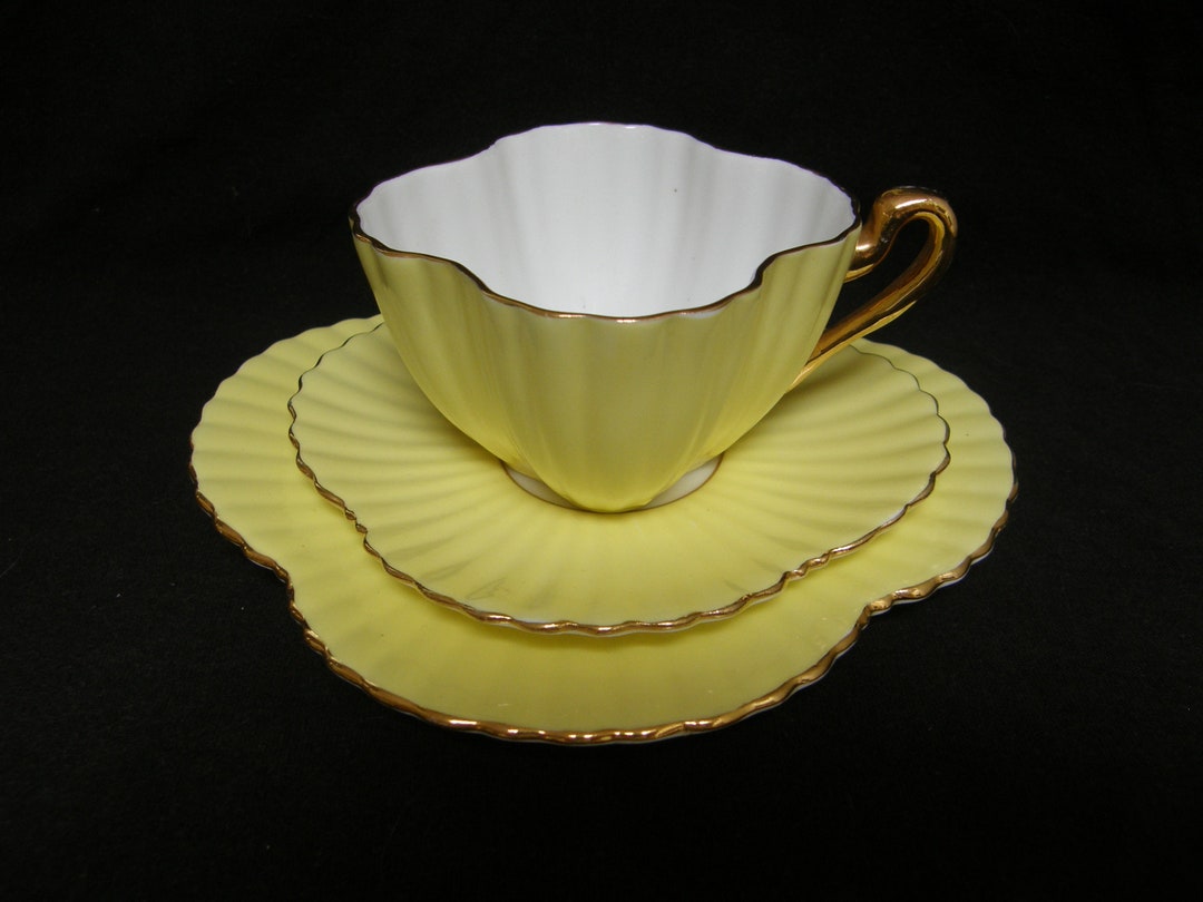 Shelley 'alexandra' Shape Tea Cup Trio in Lemon Yello - Etsy