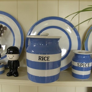 Vintage T.G. Groene CORNISHWARE - 5,5&quot; RIJST-voorraadpot - Black Shield