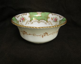 ANTIQUE Coalport green batwing fine bone china sugar bowl