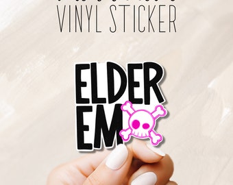 Elder Emo Skull Vinyl Sticker - Fluorescent Hardcore Screamo