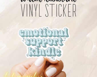 Holographic Emotional Support Kindle Sticker: Retro Bookish Decal