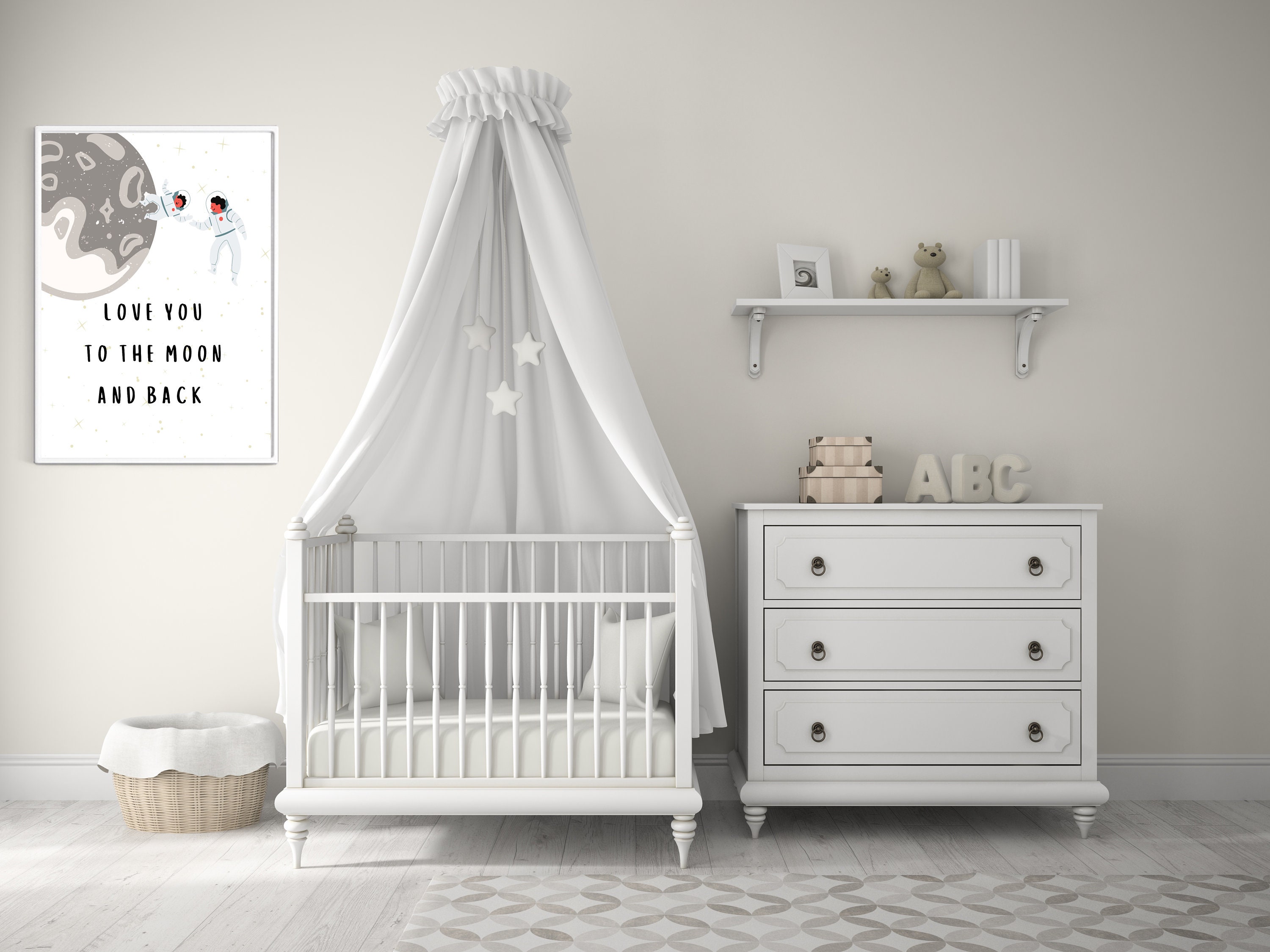 Outer Space Theme Nursery Art Astronaut Decor Kids Room Fun Etsy