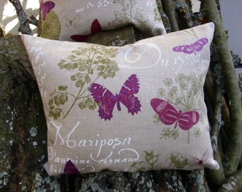 Housse de coussin, lin, lin « papillon »