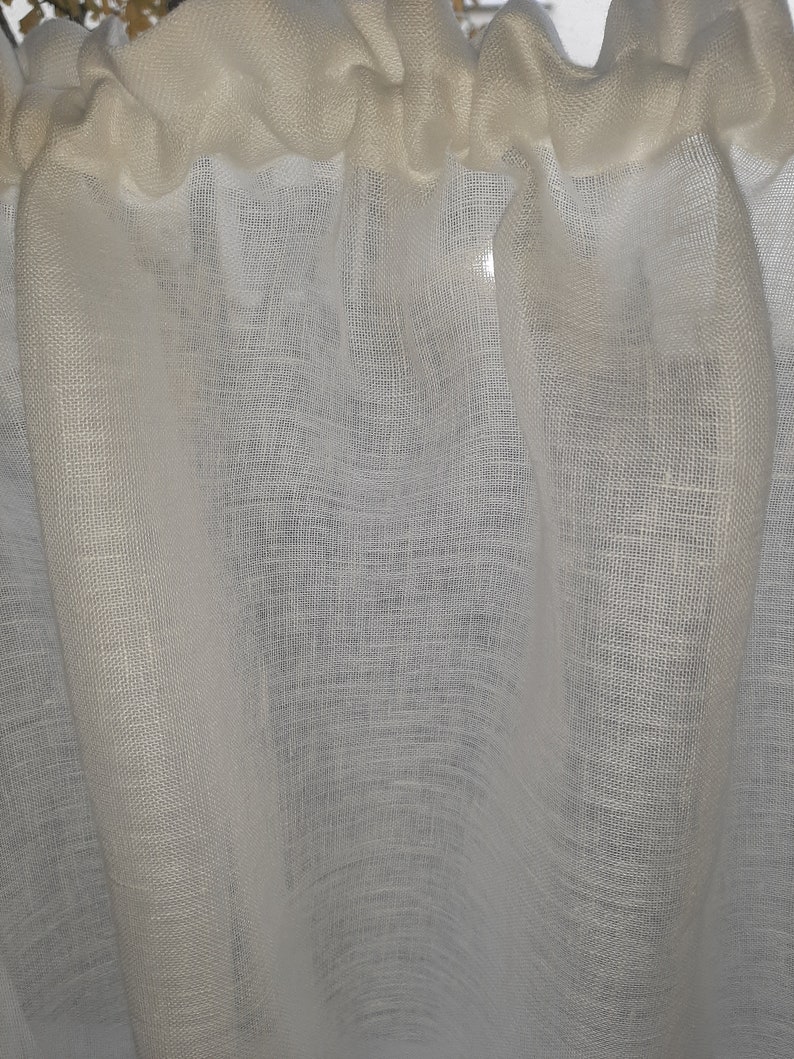 Rideau court, rideau à panneaux 100% lin crème, semi-transparent, plusieurs tailles image 6