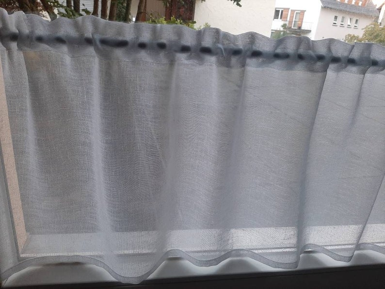 Short curtain, window curtain, linen look white, semi-transparent, many sizes image 1