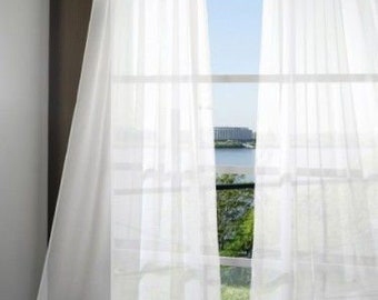 Curtain ready sewn, desired size, voile white or cream with lead tape end