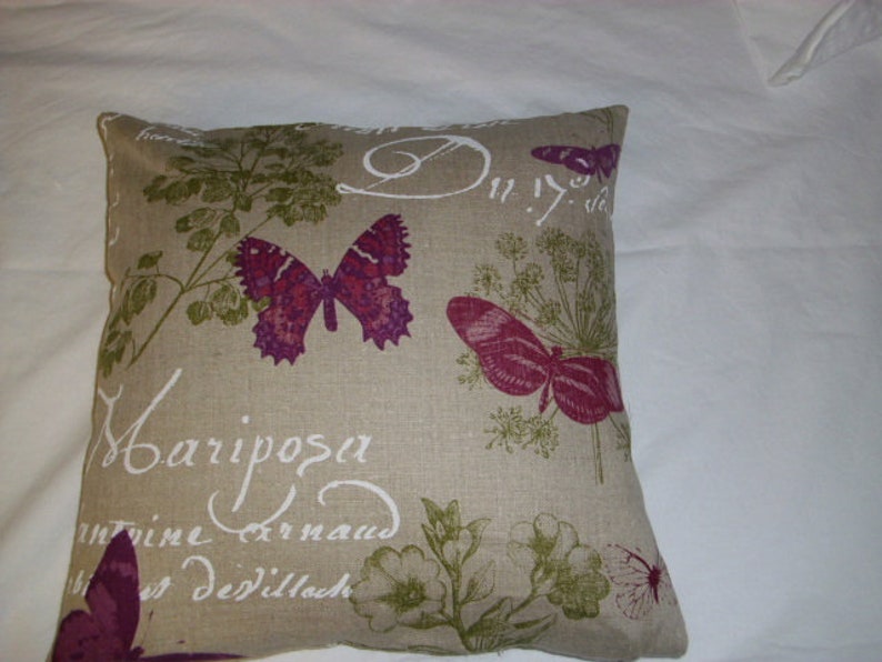 Housse de coussin, lin, lin papillon image 4