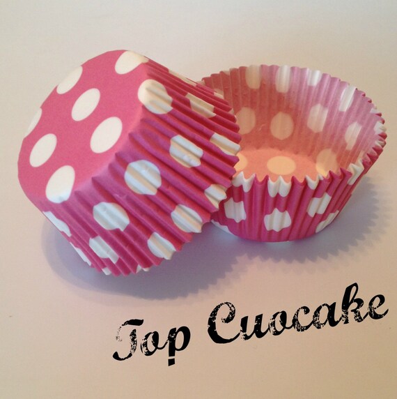 Pink with White Polka Dot Cupcake Liners Etsy