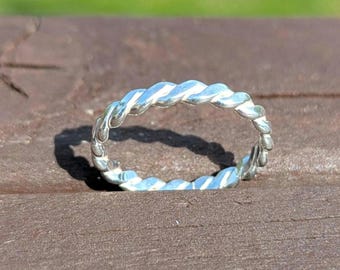 Sterling silver flat twisted stackable ring