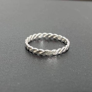 Sterling silver flat twisted stackable ring