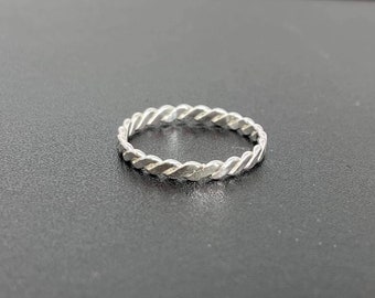 Sterling silver flat twisted stackable ring