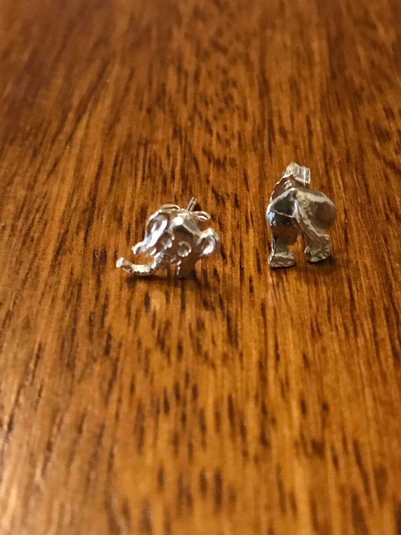 Elephant animal sterling silver stud earrings