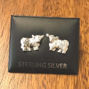 Highland Cow Scottish sterling silver stud earrings