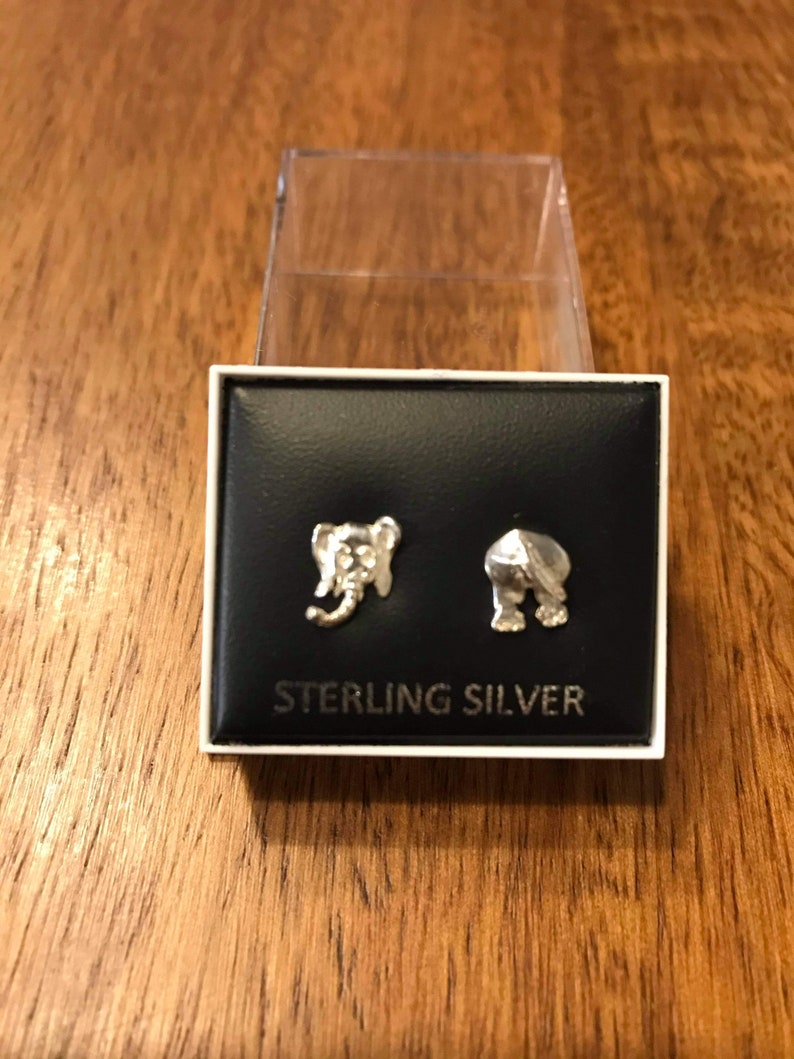 Elephant animal sterling silver stud earrings
