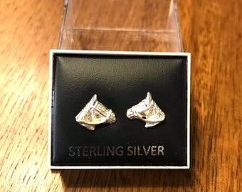Horse head Sterling silver stud earrings