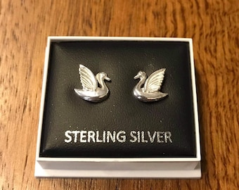 Swan sterling silver stud earrings