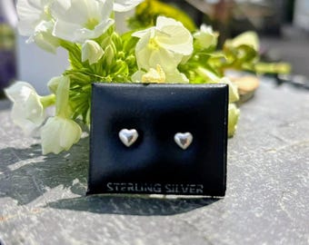Puffed heart solid sterling silver earrings
