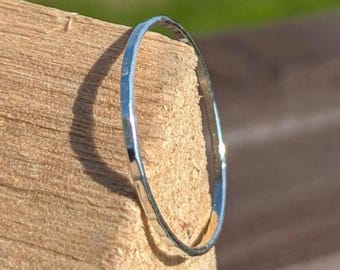1mm Sterling silver hammered band stackable ring. Sparkle ring