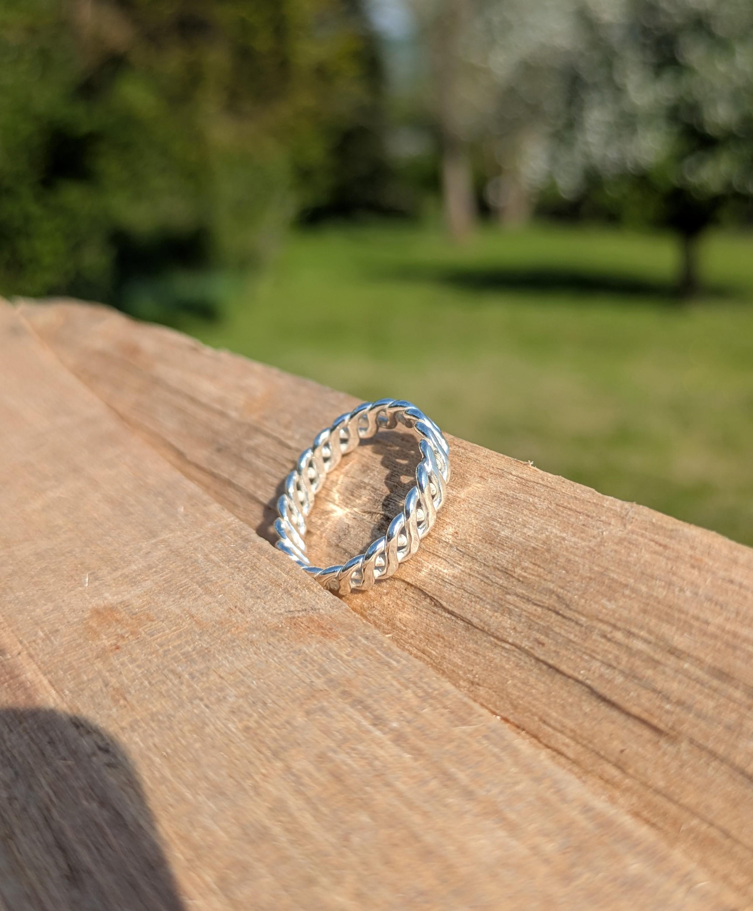 Anello Celtico In Argento Sterling Fatto A Mano: Fascia Con - Foto 5