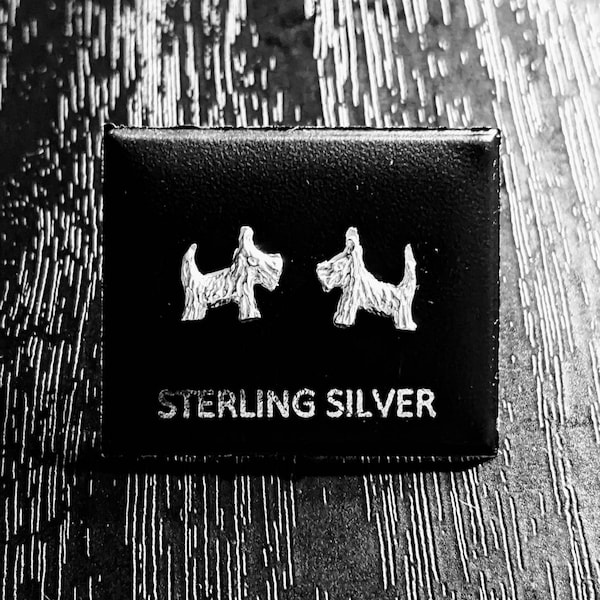 Scottie Dog Scottish sterling silver stud earrings