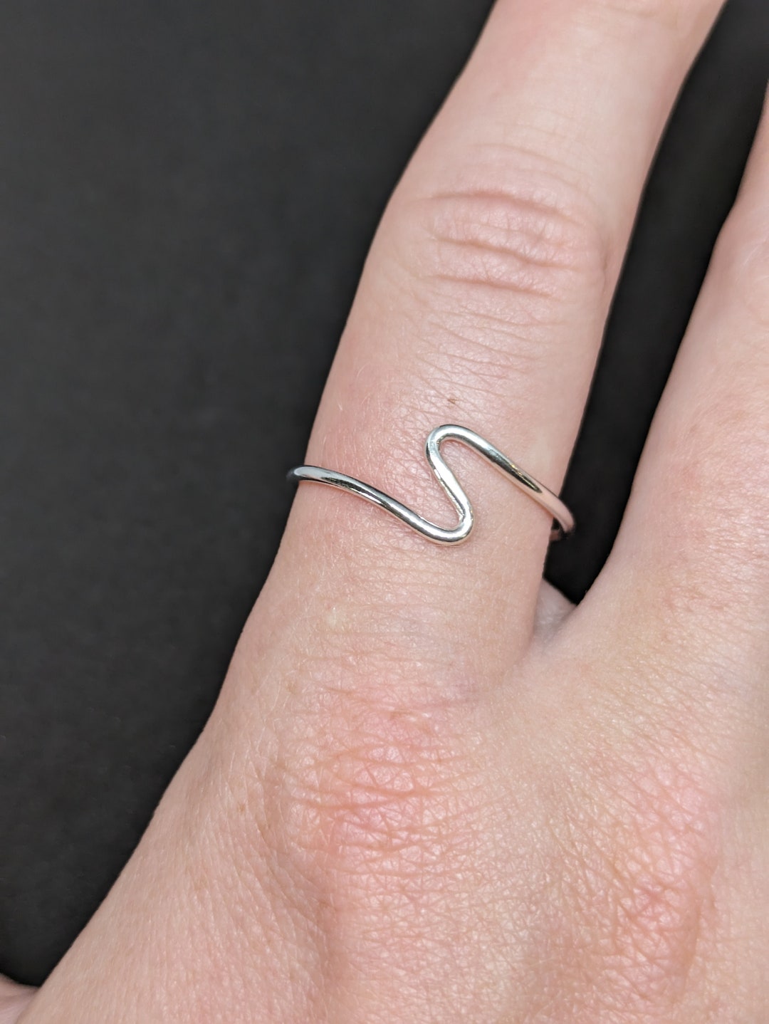 Curved Wave Stacked Thumb Ring - .925 Sterling Silver Band Sizes 5-10