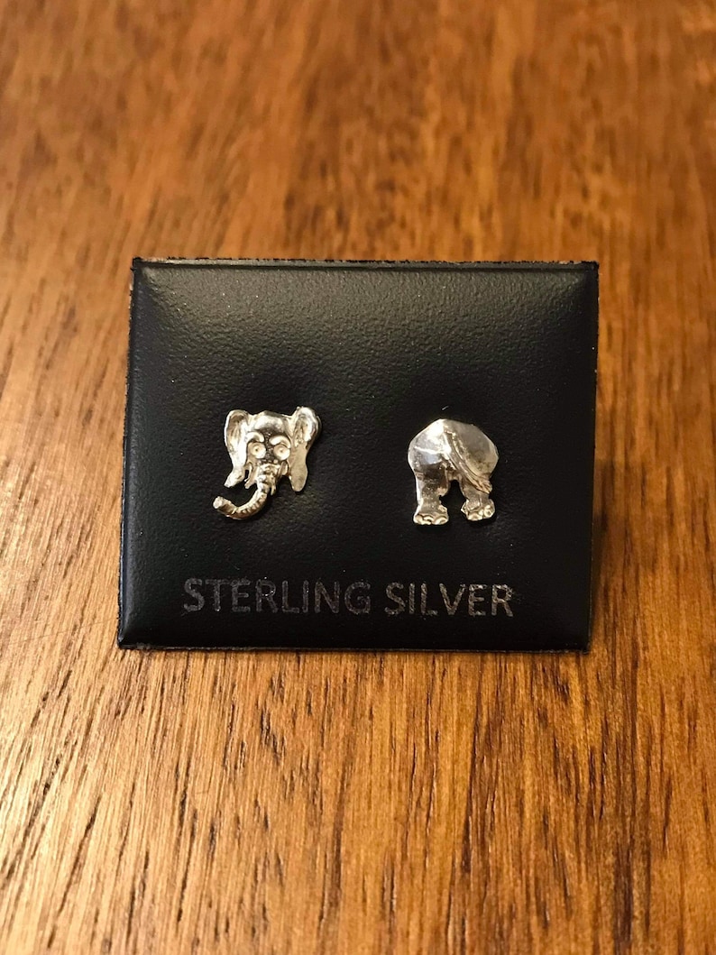 Elephant animal sterling silver stud earrings