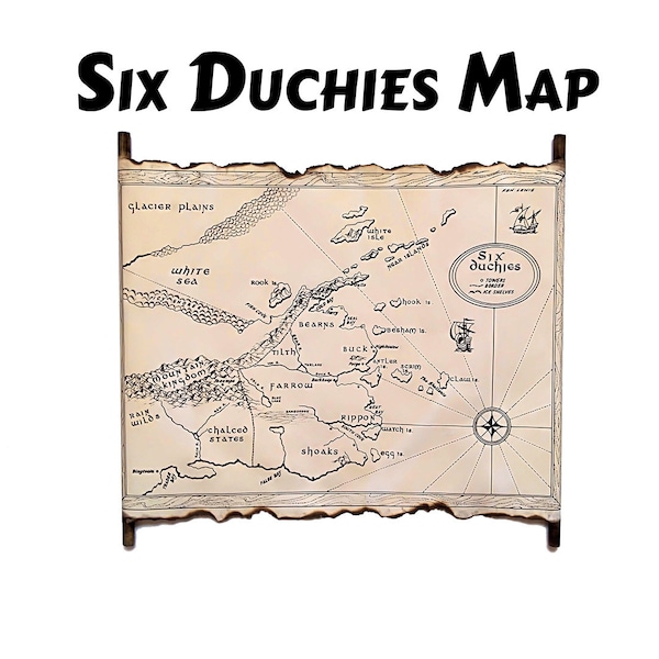 The Six Duchies Map, Robin Hobb's Realm of the Elderlings Map on HANDMADE Scroll, The Farseer Trilogy Map, Liveship Traders Trilogy Map