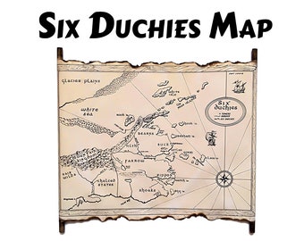 The Six Duchies Map, Robin Hobb's Realm of the Elderlings Map on HANDMADE Scroll, The Farseer Trilogy Map, Liveship Traders Trilogy Map