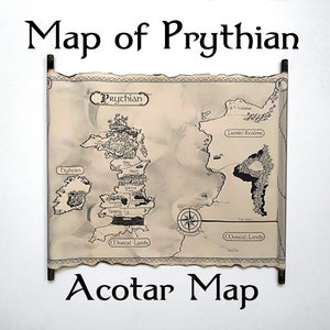 Prythian Map HANDMADE Scroll, Acotar Map, A Court of Thorns and Roses Map, Sarah J Maas Fantasy Map, Acomaf, Acofas, Acowar Map, Night Court