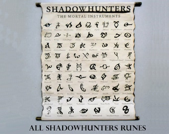 SHADOWHUNTERS All Runes, The Mortal Instruments Books Runes by Cassandra Clare, All Shadowhunters Runes on Handmade Scroll Poster