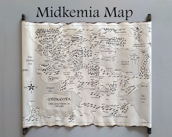 Midkemia Map, The Continent of Triagia Map, The Riftwar Cycle Map, Raymond E Feist Map on Handmade Scroll, Novindus Map, Empire Trilogy Map