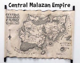 CENTRAL MALAZAN EMPIRE Map, Quon Tali Map, Malazan Map, Steven   Erikson Map, Handmade Scroll, Malazan Book of the Fallen Map