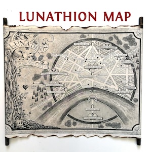 Lunathion Map Crescent City Map House of Earth and Blood Map, House of Sky and Breath Map on Handmade Scroll