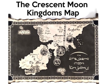 The Crescent Moon Kingdoms Map on Handmade Scroll, Throne of the Crescent Moon Map, The Thousand and One Map, Saladin Ahmed, Ghul Hunter Map
