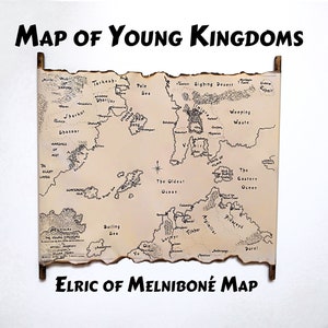 Elric of Melnibone Map of Young Kingdoms, Stormbringer Map, Michael Moorcock Map, Elric Saga Map, The Eternal Champion Map, Elric's World