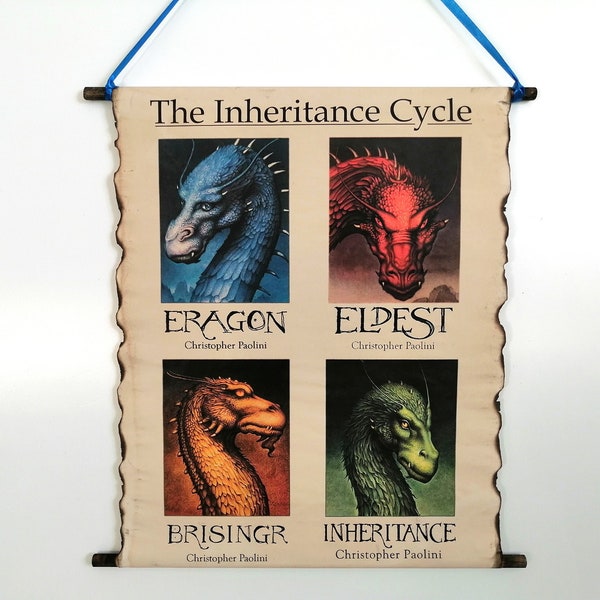 Eragon Book Cover Inheritance Cycle Series Book Covers on Handmade Scroll, Eragon Eldest Brisingr Inheritance Book Cover