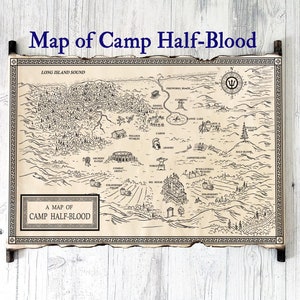 Map of Camp Half-Blood on Handmade Scroll, Percy Jackson and the Olympians Map, Heroes of Olympus Map, Trials of Apollo Map, Lightning Thief