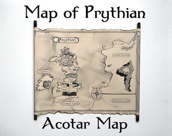 Prythian Map HANDMADE Scroll, Acotar Map, A Court of Thorns and Roses Map, Sarah J Maas Fantasy Map, Acomaf, Acofas, Acowar Map, Night Court