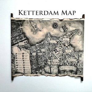 Ketterdam Map Six of Crows Map The Grishaverse Map on Handmade Scroll, Crooked Kingdom Map, Grisha Trilogy Map