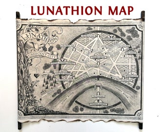 Lunathion Map Crescent City Map House of Earth and Blood Map, House of Sky and Breath Map on Handmade Scroll