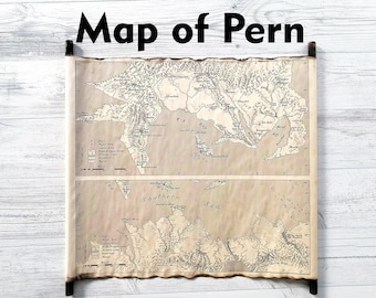Carte des chevaliers-dragons de Pern, carte de Pern, carte du vol, carte de l'atlas de Pern des continents nord et sud, carte de Dragonquest, carte de Dragonquest